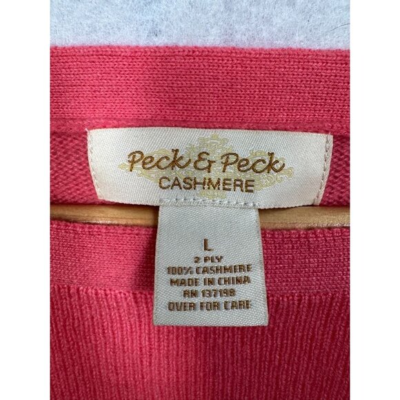 Peck & Peck 100% Cashmere Sweater 2 Ply Coral Pink Boat Neck Women's Large L - Picture 4 of 4